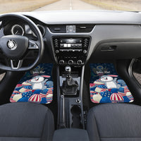 Front car floor mats set with patriotic bunny and Easter eggs, 'Your Text' text