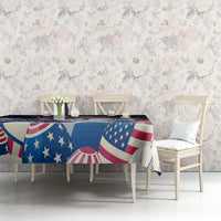 Blue Easter tablecloth with American flag star and stripe pattern