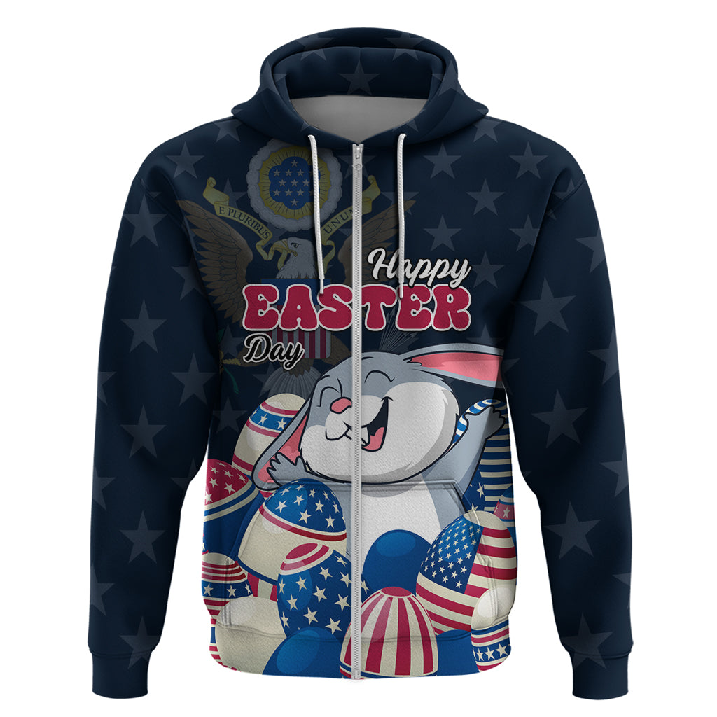 American Easter Day 2024 Zip Hoodie Bunny With US Easter Eggs - Wonder Print Shop