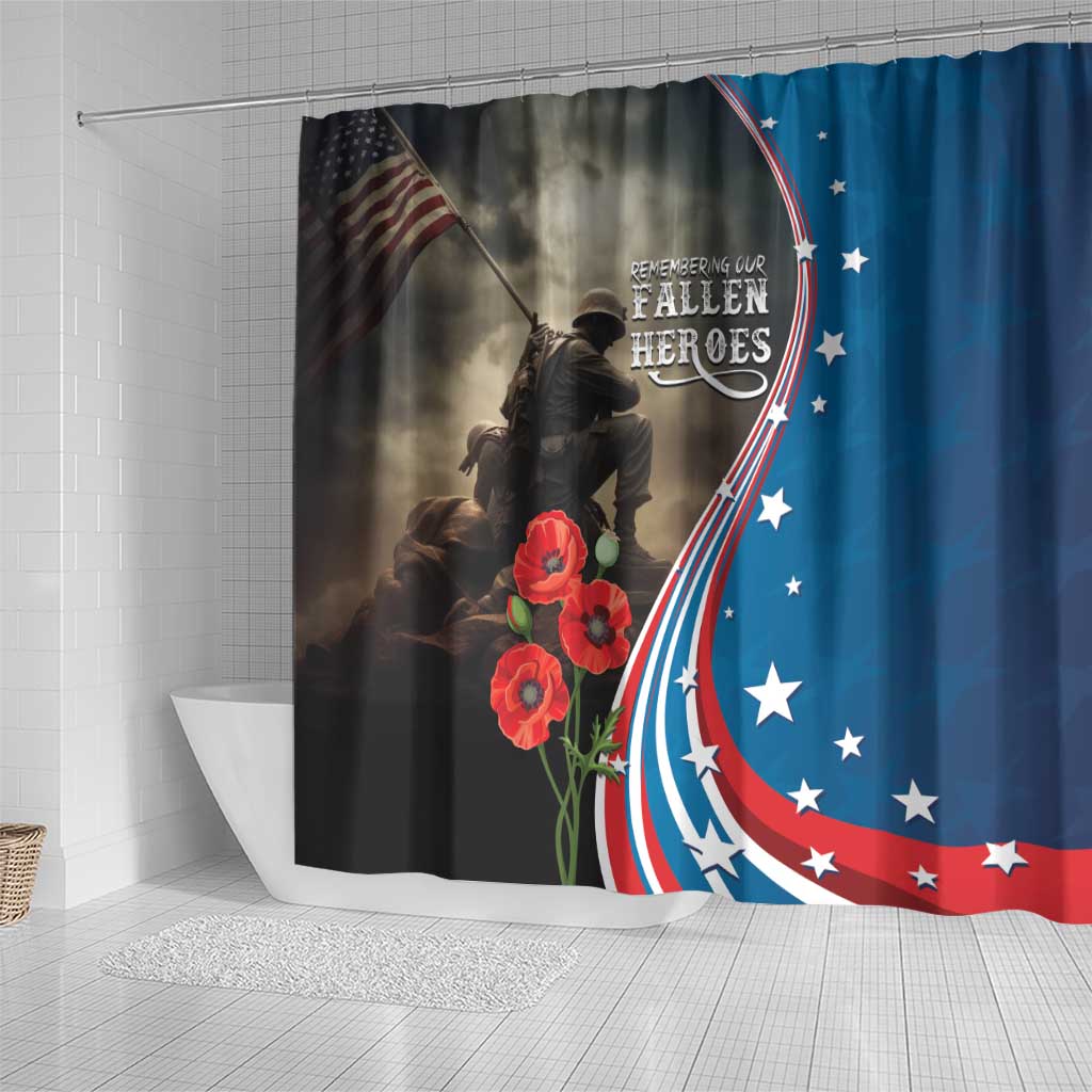 US Memorial Day 2025 Shower Curtain Remembering Our Fallen Heroes