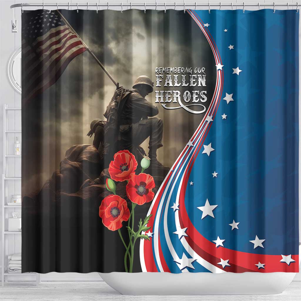 US Memorial Day 2025 Shower Curtain Remembering Our Fallen Heroes