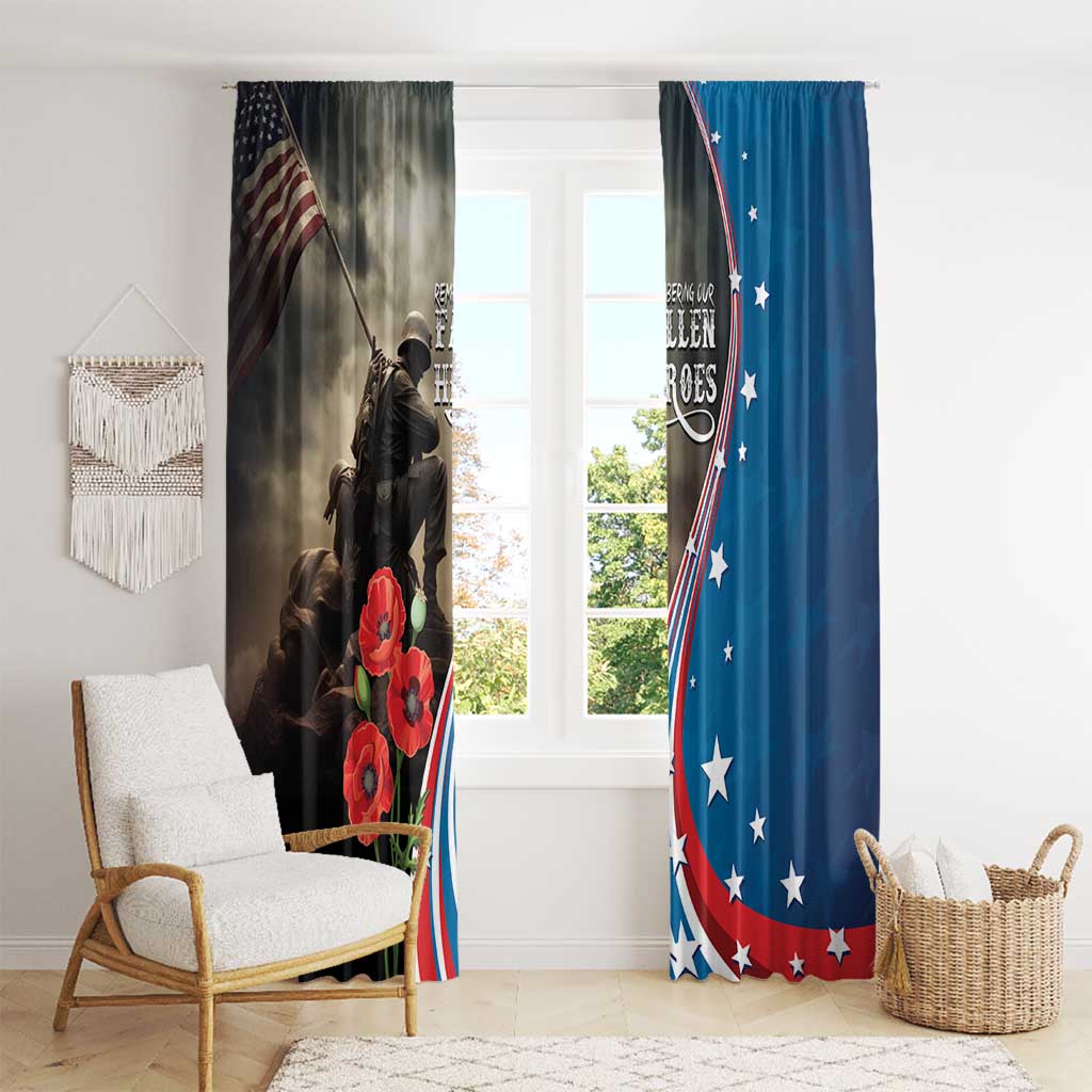 US Memorial Day 2025 Window Curtain Remembering Our Fallen Heroes
