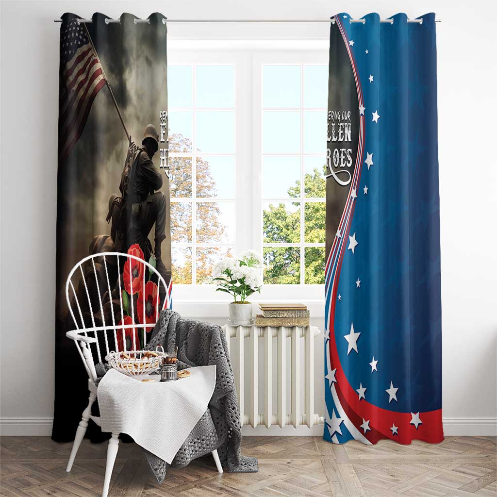 US Memorial Day 2025 Window Curtain Remembering Our Fallen Heroes