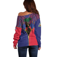 Haiti Heritage Month Off Shoulder Sweater Zipper Stylized