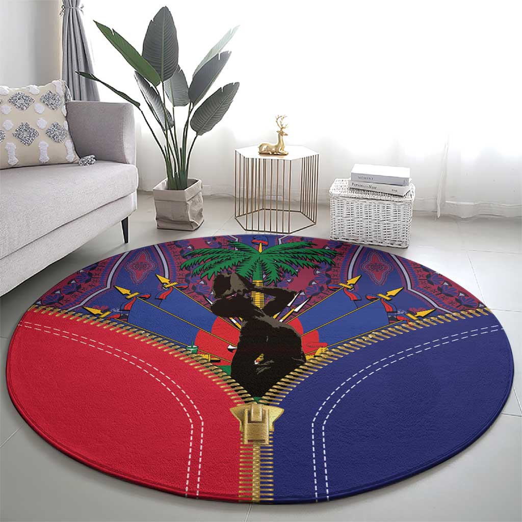 Haiti Heritage Month Round Carpet Zipper Stylized