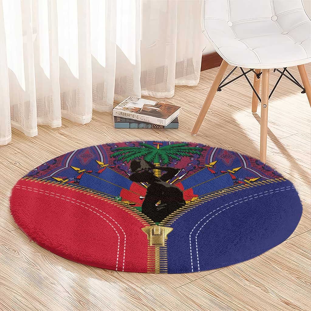 Haiti Heritage Month Round Carpet Zipper Stylized