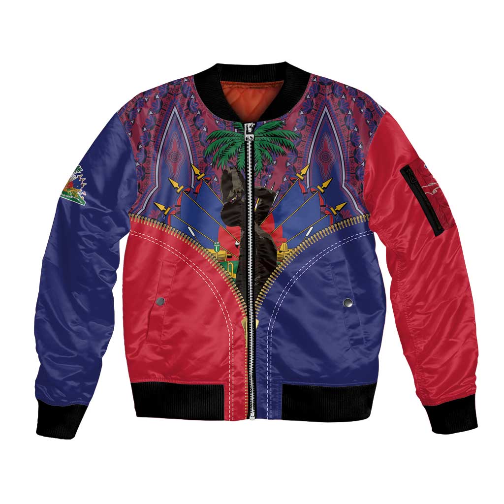 Haiti Heritage Month Sleeve Zip Bomber Jacket Zipper Stylized