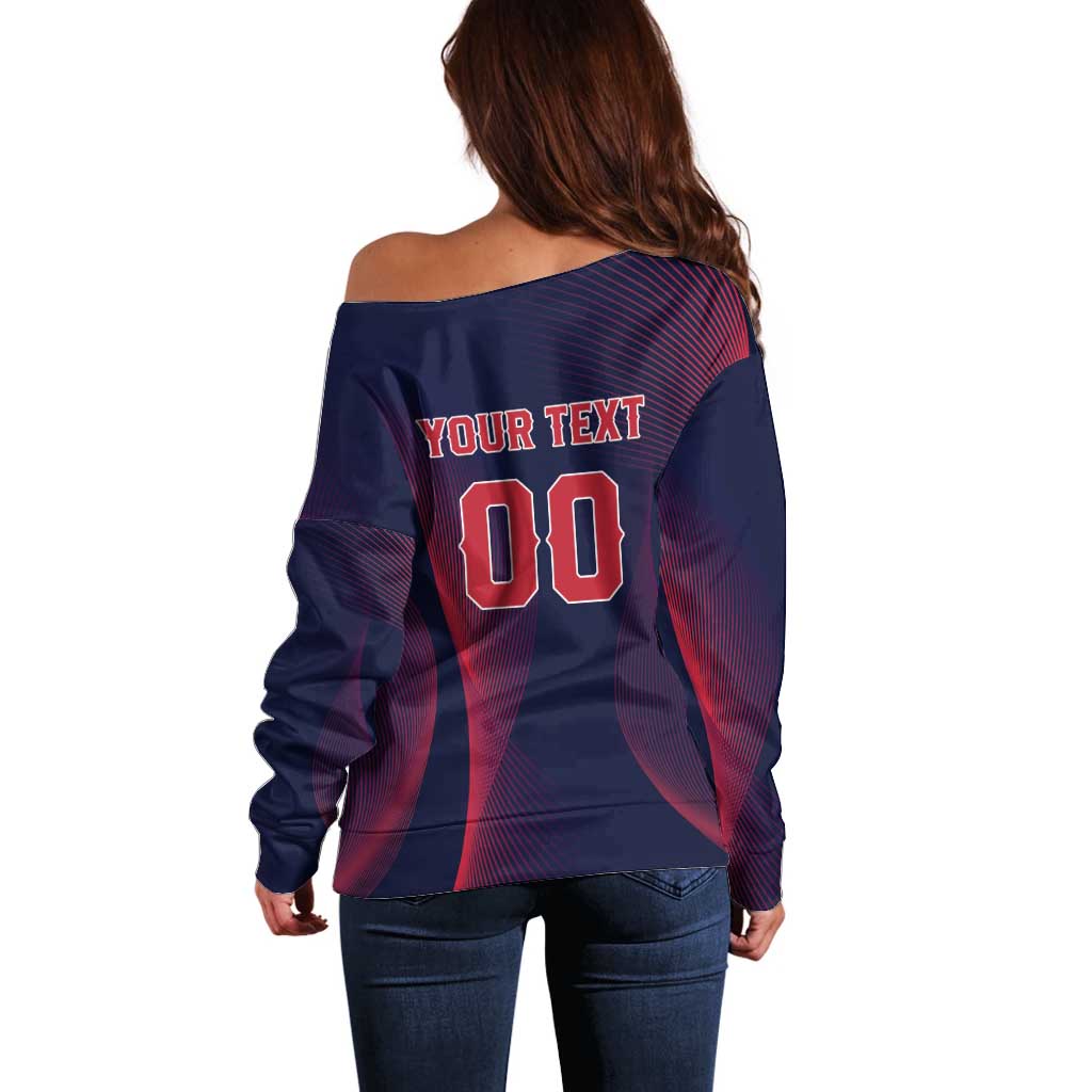 Custom Baseball Japan Off Shoulder Sweater Japan Samurai Go Champions