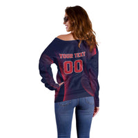 Custom Baseball Japan Off Shoulder Sweater Japan Samurai Go Champions