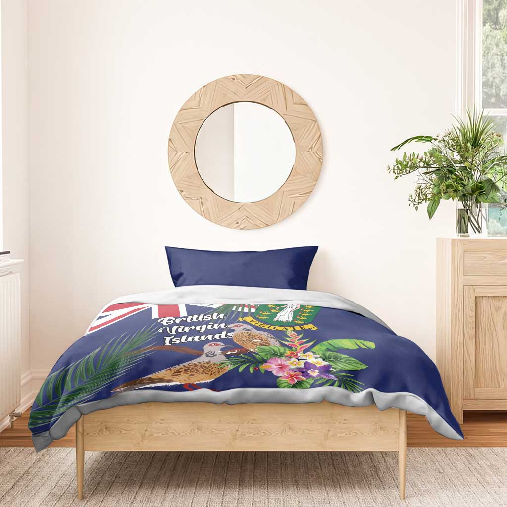 British Virgin Islands Bedding Set Two Turtle Doves Tropical Flowers