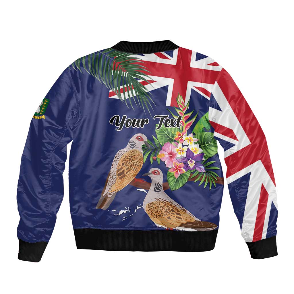 Personalised British Virgin Islands Bomber Jacket Two Turtle Doves Tropical Flowers