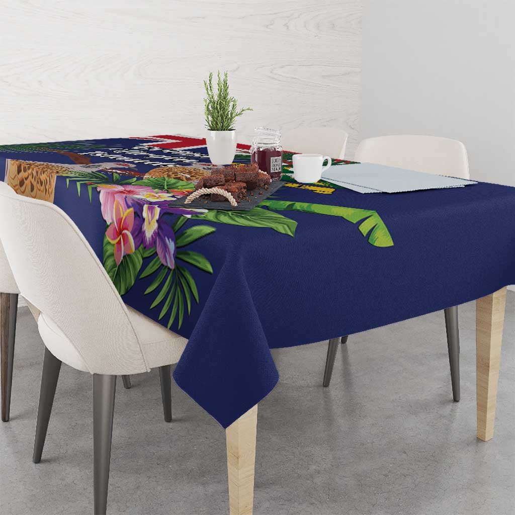 British Virgin Islands Tablecloth Two Turtle Doves Tropical Flowers