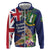 Personalised British Virgin Islands Zip Hoodie Two Turtle Doves Tropical Flowers