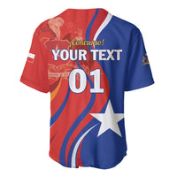 Blue and red Chile baseball jersey back design with white star and number 01