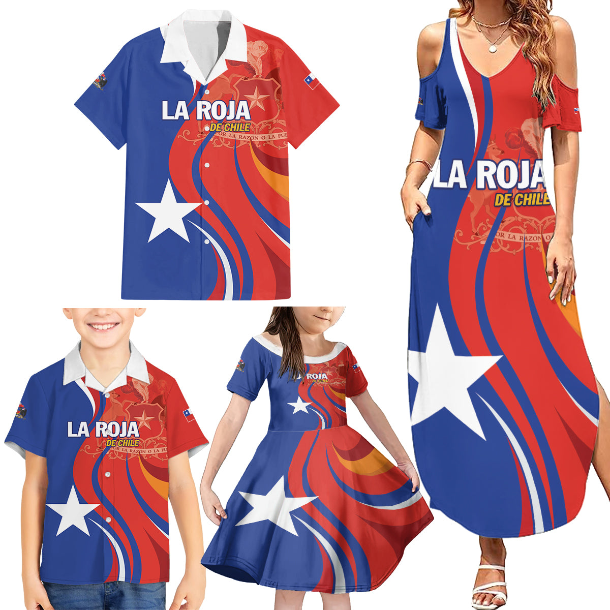 Personalized Chile 2024 Football Family Matching Summer Maxi Dress and Hawaiian Shirt Concurso La Roja - Wonder Print Shop