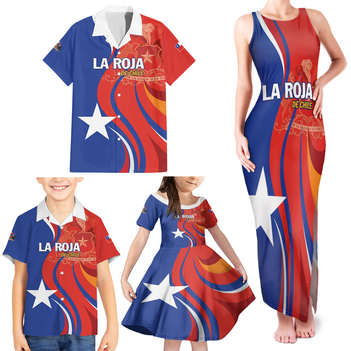 Personalized Chile 2024 Football Family Matching Tank Maxi Dress and Hawaiian Shirt Concurso La Roja - Wonder Print Shop