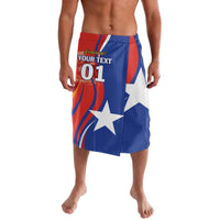 Personalized Chile football lavalava shorts with blue-red flag print, custom text and 01