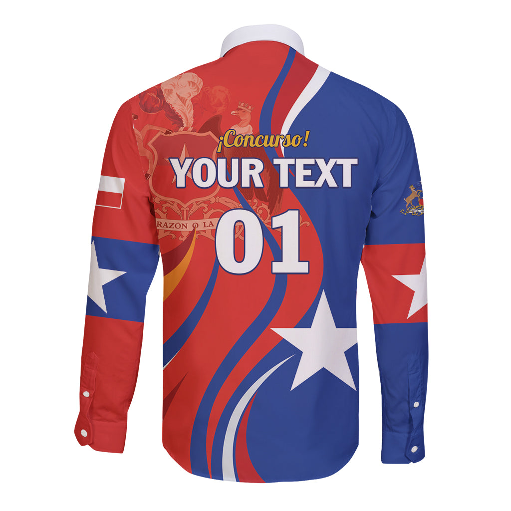 Back view football button-down shirt in red and blue with 'YOUR TEXT' and '01'