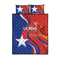 Chile football quilt bed set, red and blue flag quilt cover with two matching pillowcases