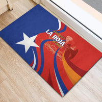 Chile La Roja football rubber doormat with blue-white star and red wave graphics