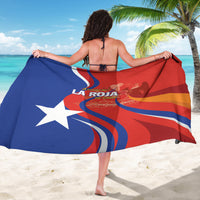 Chile football sarong: red and blue flag print with La Roja graphic, draped wrap