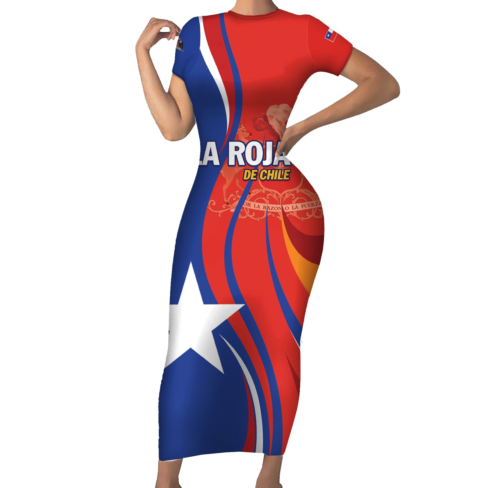 Personalized Chile 2024 Football Short Sleeve Bodycon Dress Concurso La Roja - Wonder Print Shop