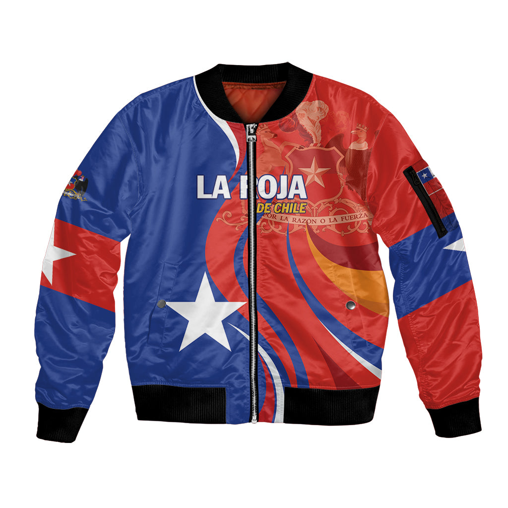 Personalized Chile 2024 Football Sleeve Zip Bomber Jacket Concurso La Roja - Wonder Print Shop