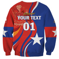 Unisex red-and-blue Chile football sweatshirt with customizable text, '01', and stars