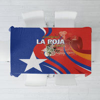 Chile football tablecloth with flag graphic and 'La Roja de Chile' text, laid flat