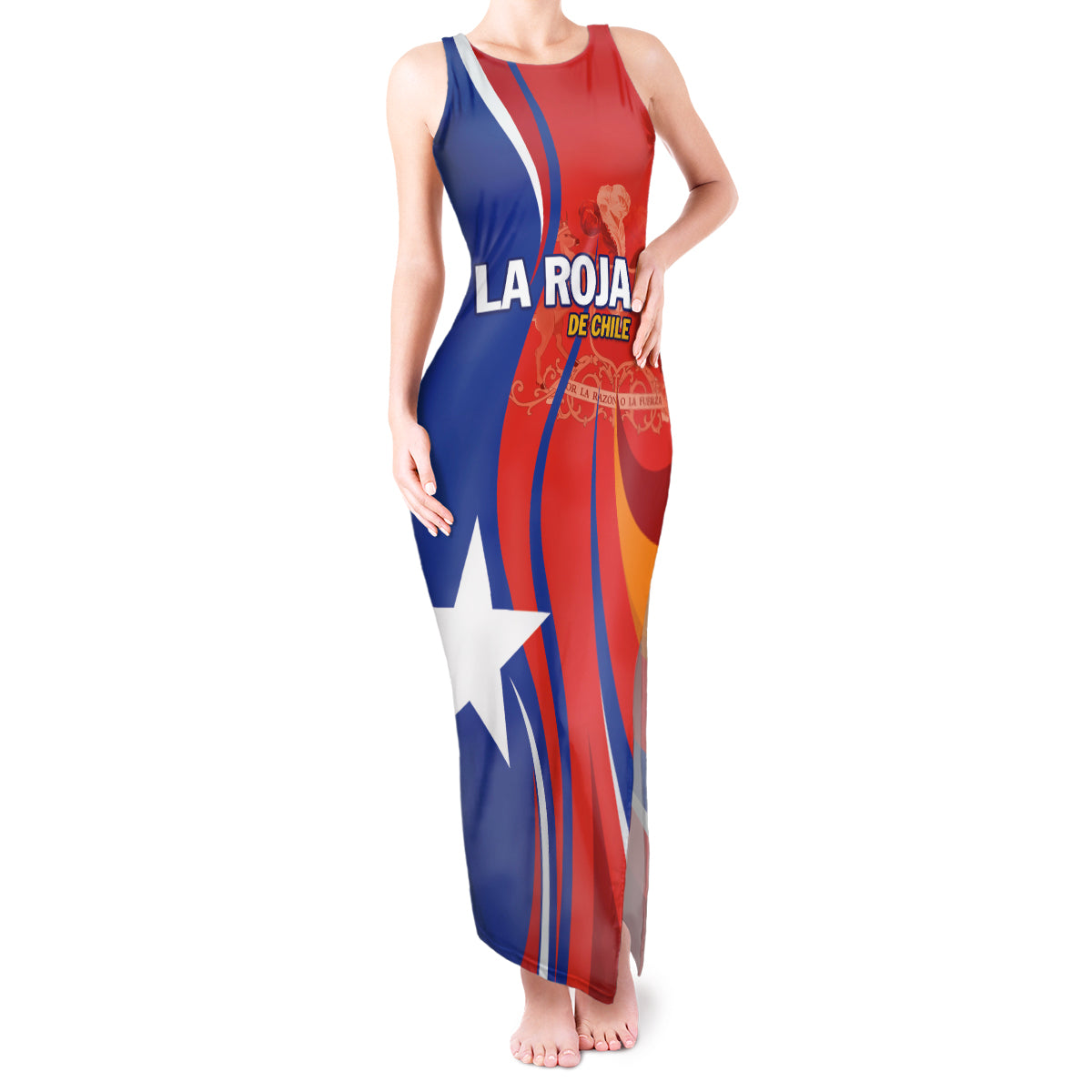 Personalized Chile 2024 Football Tank Maxi Dress Concurso La Roja - Wonder Print Shop