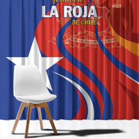 Chile football curtain with bold flag print, red/blue panels and white star detail