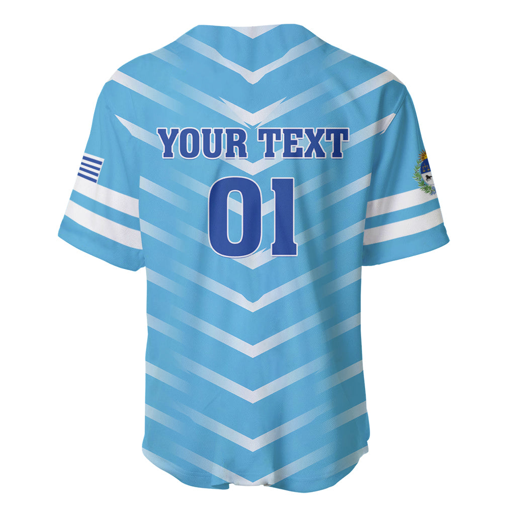Light blue striped personalized football jersey, back YOUR TEXT and number 01
