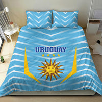 Blue Uruguay football bedding set with duvet showing crest, stars, and “URUGUAY”