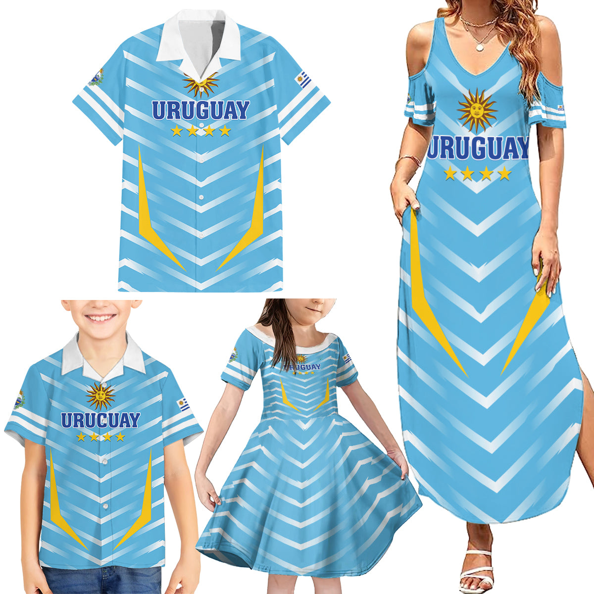 Personalized Uruguay 2024 Football Family Matching Summer Maxi Dress and Hawaiian Shirt Come On La Celeste - Wonder Print Shop