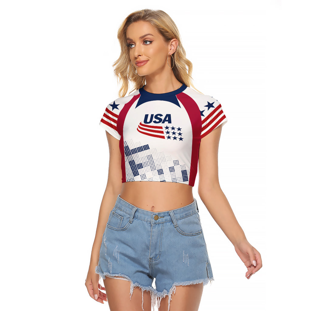 Personalized USA 2024 Soccer Raglan Cropped T Shirt The Stars and Stripes Go Champion