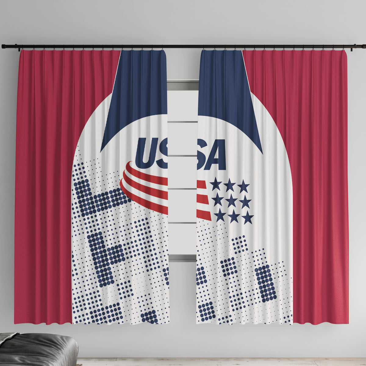 USA 2024 Soccer Window Curtain The Stars and Stripes Go Champion