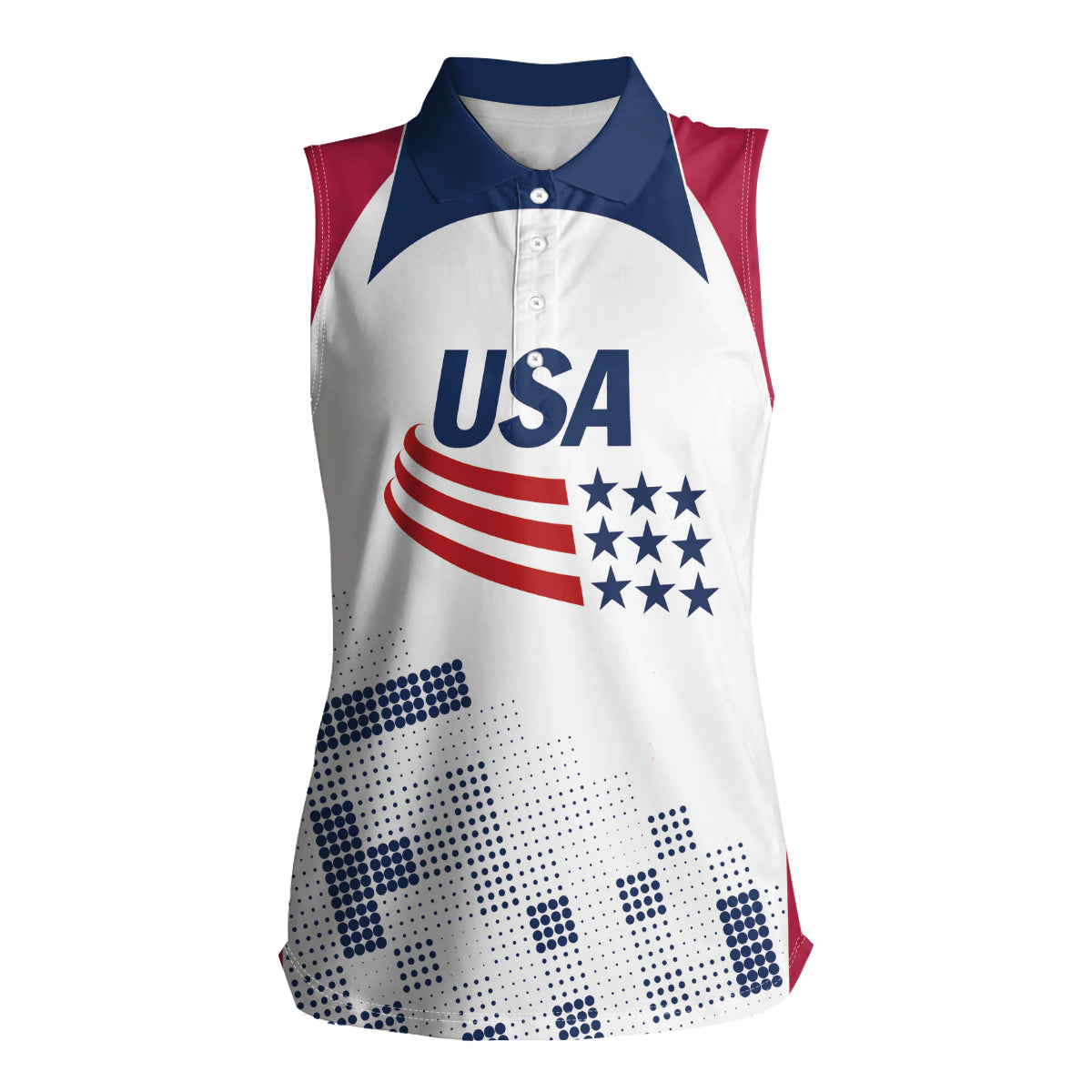 Personalized USA 2024 Soccer Women Sleeveless Polo Shirt The Stars and Stripes Go Champion