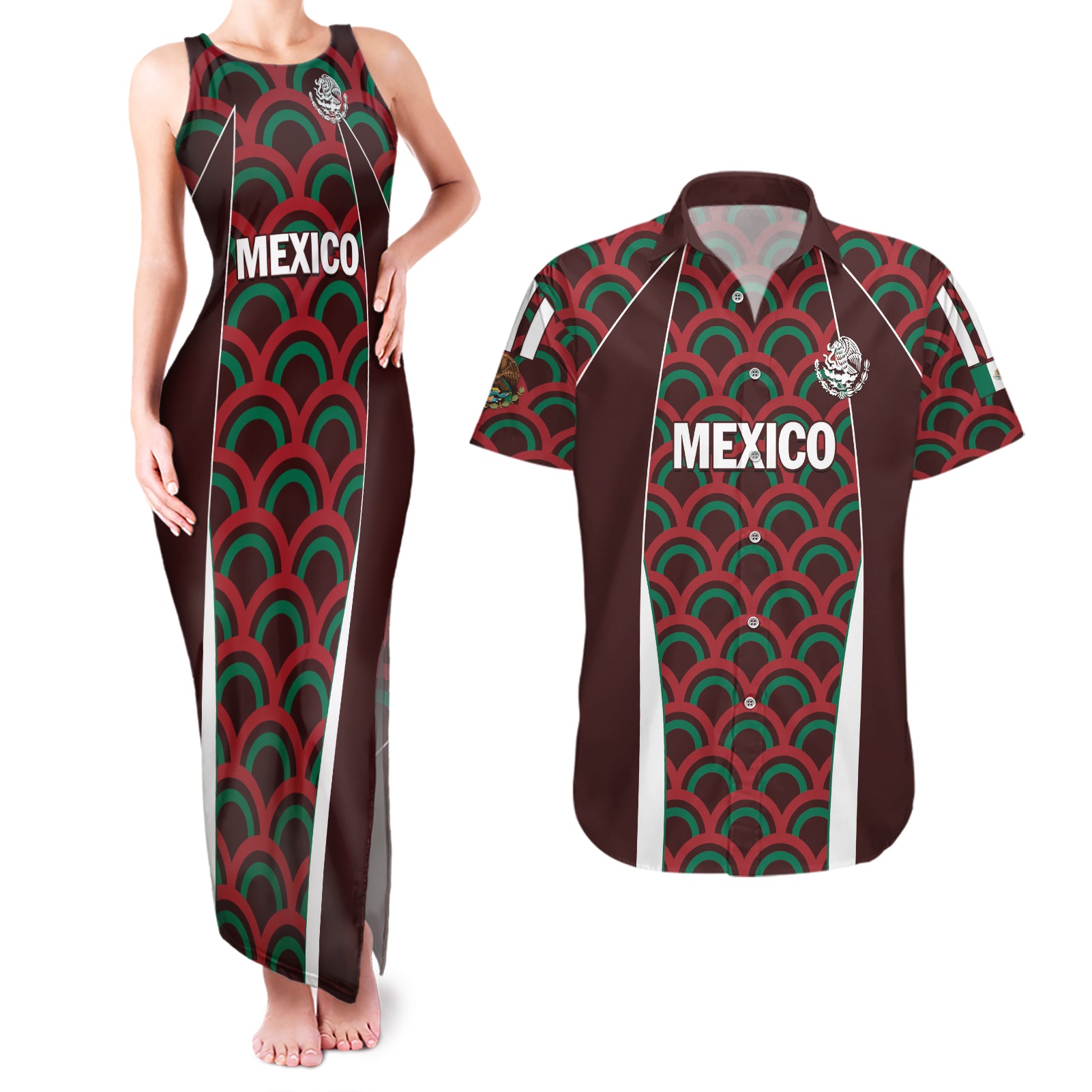 Personalized Mexico 2024 Football Couples Matching Tank Maxi Dress and Hawaiian Shirt Come On El Tri LT01