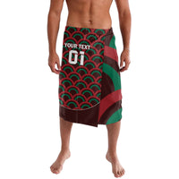 Personalized Mexico football lavalava sarong with green and red wave pattern, 'YOUR TEXT 01'.