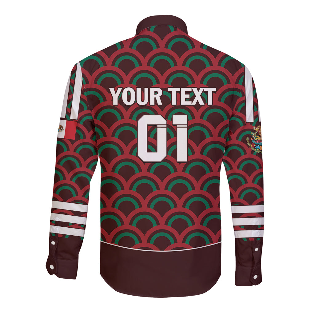 Personalized long-sleeve button football shirt, back view with YOUR TEXT and 11