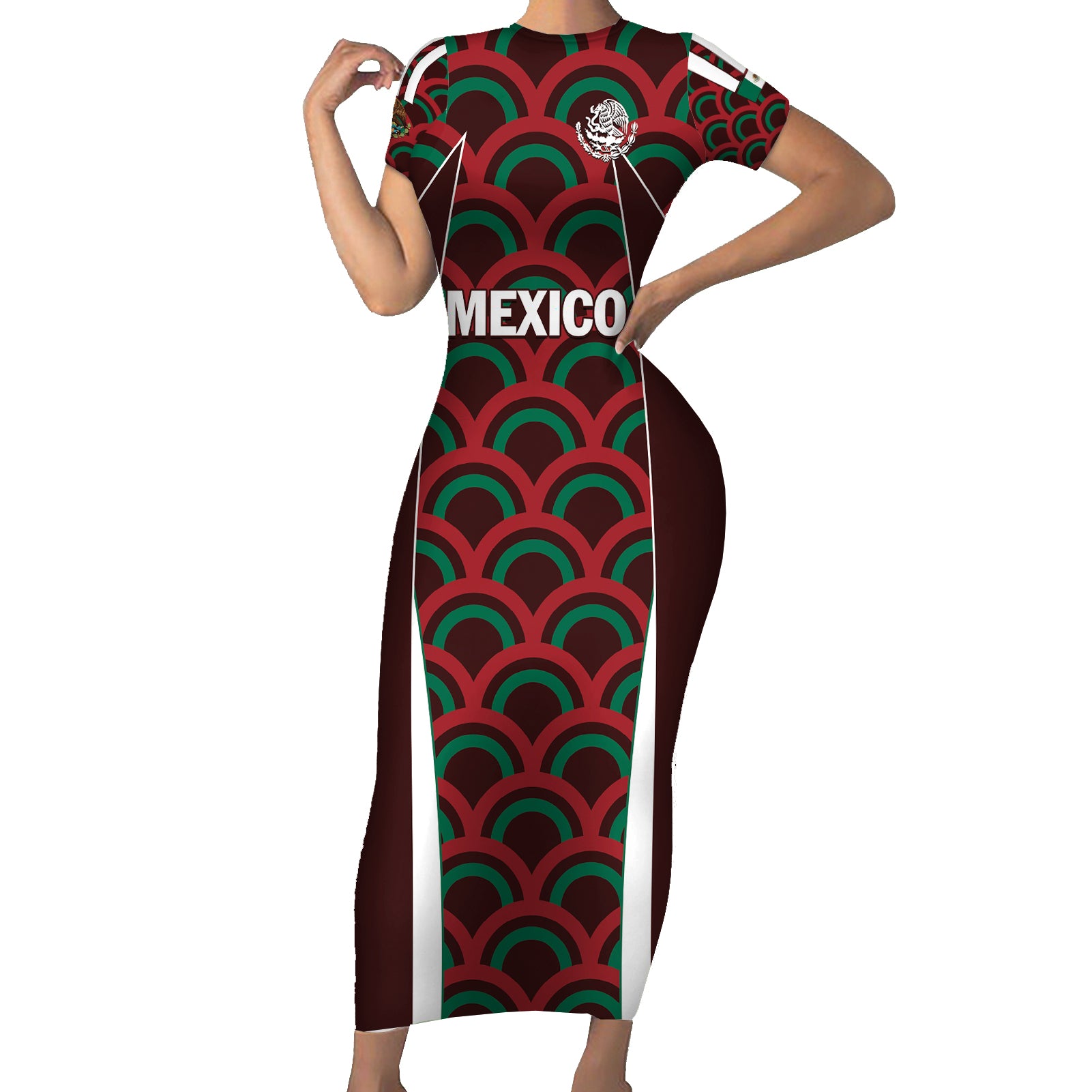 Personalized Mexico 2024 Football Short Sleeve Bodycon Dress Come On El Tri LT01