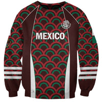 Unisex Mexico football sweatshirt with green/red wave pattern and crest, crewneck