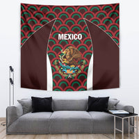 Mexico football tapestry wall hanging with maroon side panels and 'MEXICO' crest