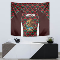 Mexico football tapestry wall hanging centered 'MEXICO' crest with red-green arches