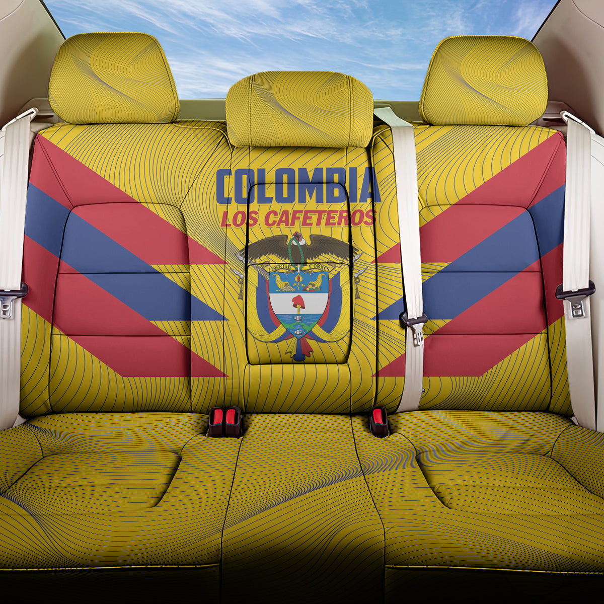 Colombia 2024 Football Back Car Seat Cover Go Los Cafeteros - Wonder Print Shop