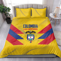 Yellow Colombia football bedding set with duvet and two pillowcases, crest logo on front
