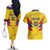 Personalized Colombia 2024 Football Couples Matching Off The Shoulder Long Sleeve Dress and Hawaiian Shirt Go Los Cafeteros - Wonder Print Shop