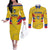 Personalized Colombia 2024 Football Couples Matching Off The Shoulder Long Sleeve Dress and Long Sleeve Button Shirt Go Los Cafeteros LT01