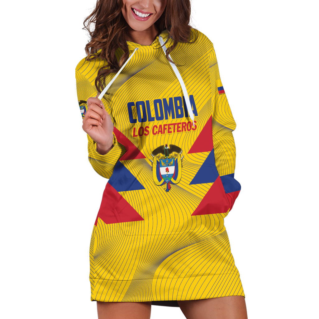 Personalized Colombia 2024 Football Hoodie Dress Go Los Cafeteros - Wonder Print Shop