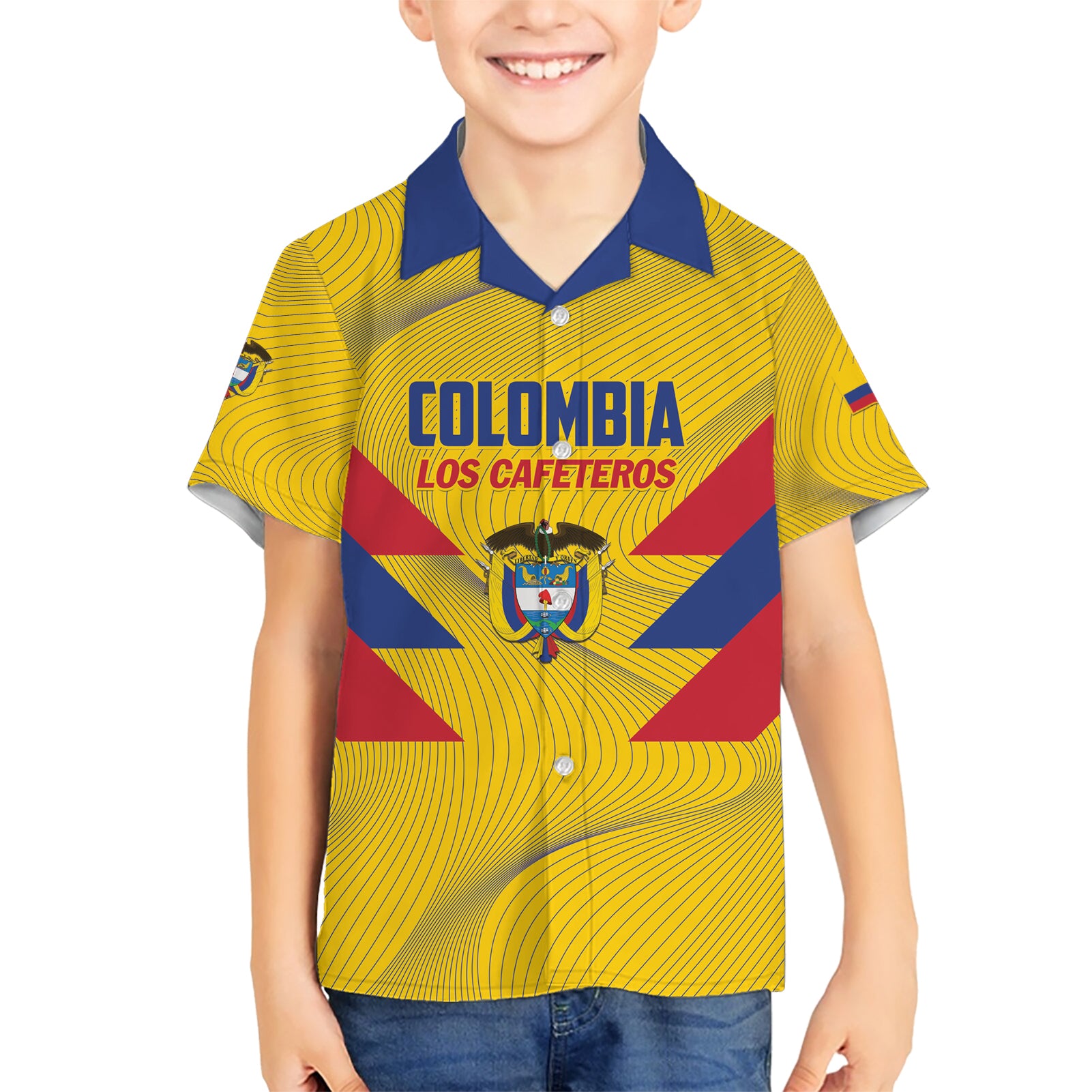 Personalized Colombia 2024 Football Kid Hawaiian Shirt Go Los Cafeteros - Wonder Print Shop